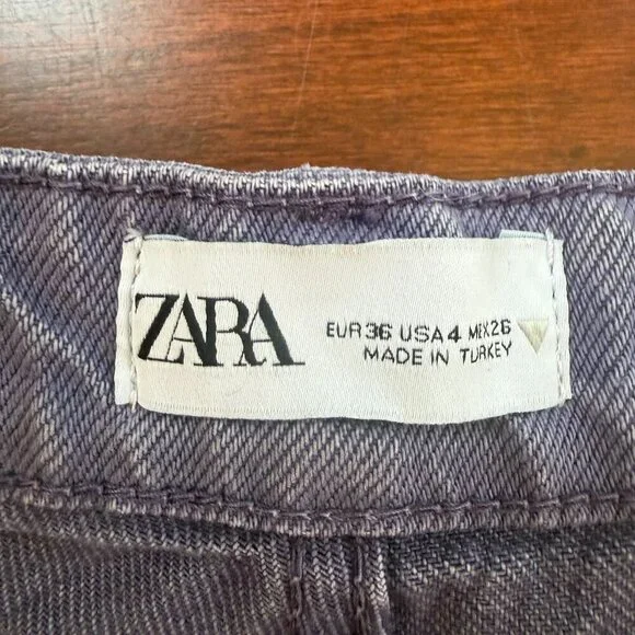 ZARA Purple Wide Leg Denim Jeans Size 4 - Picture 8 of 10